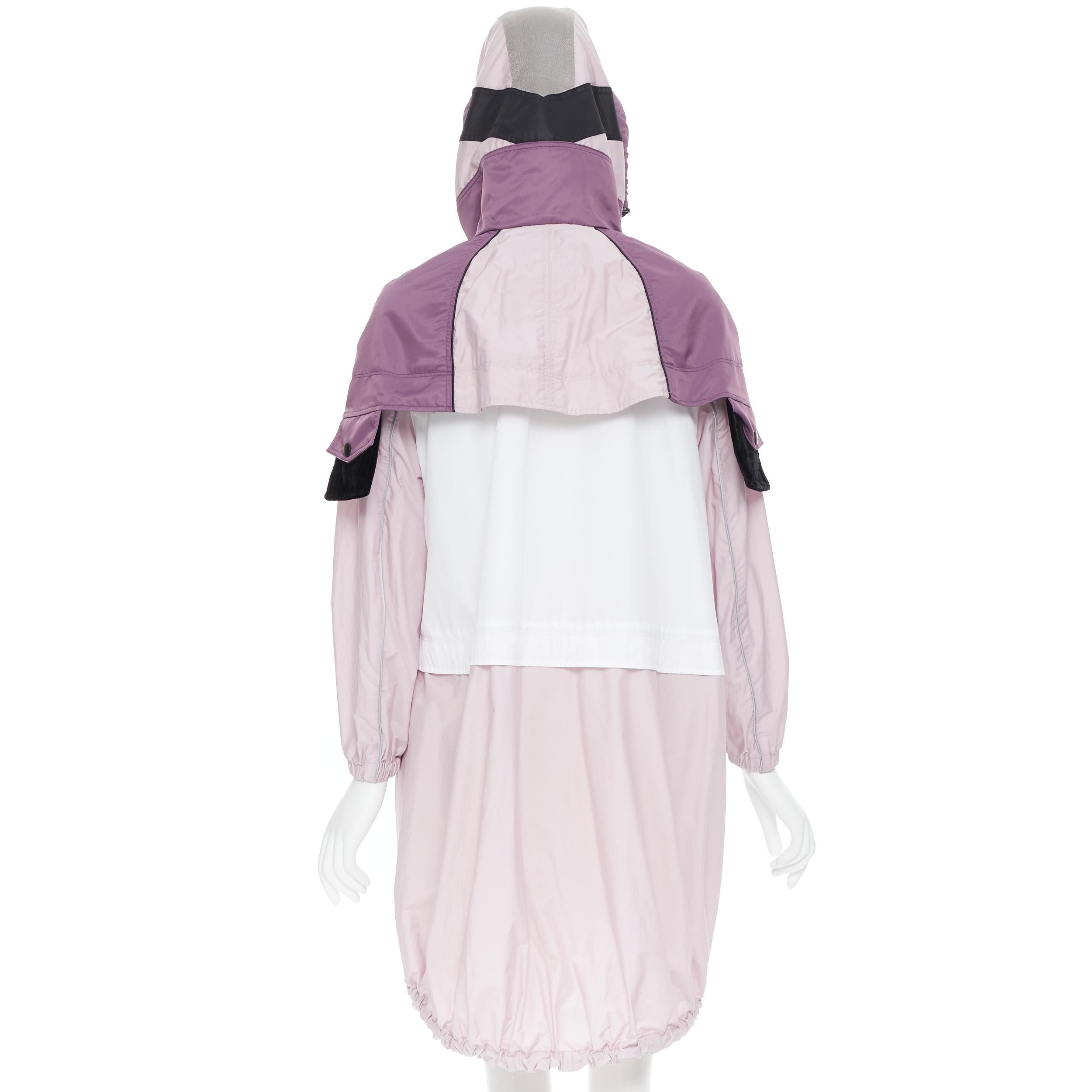 Women's VALENTINO pink purple colorblocked capelet layered windbreaker coat IT36  XS