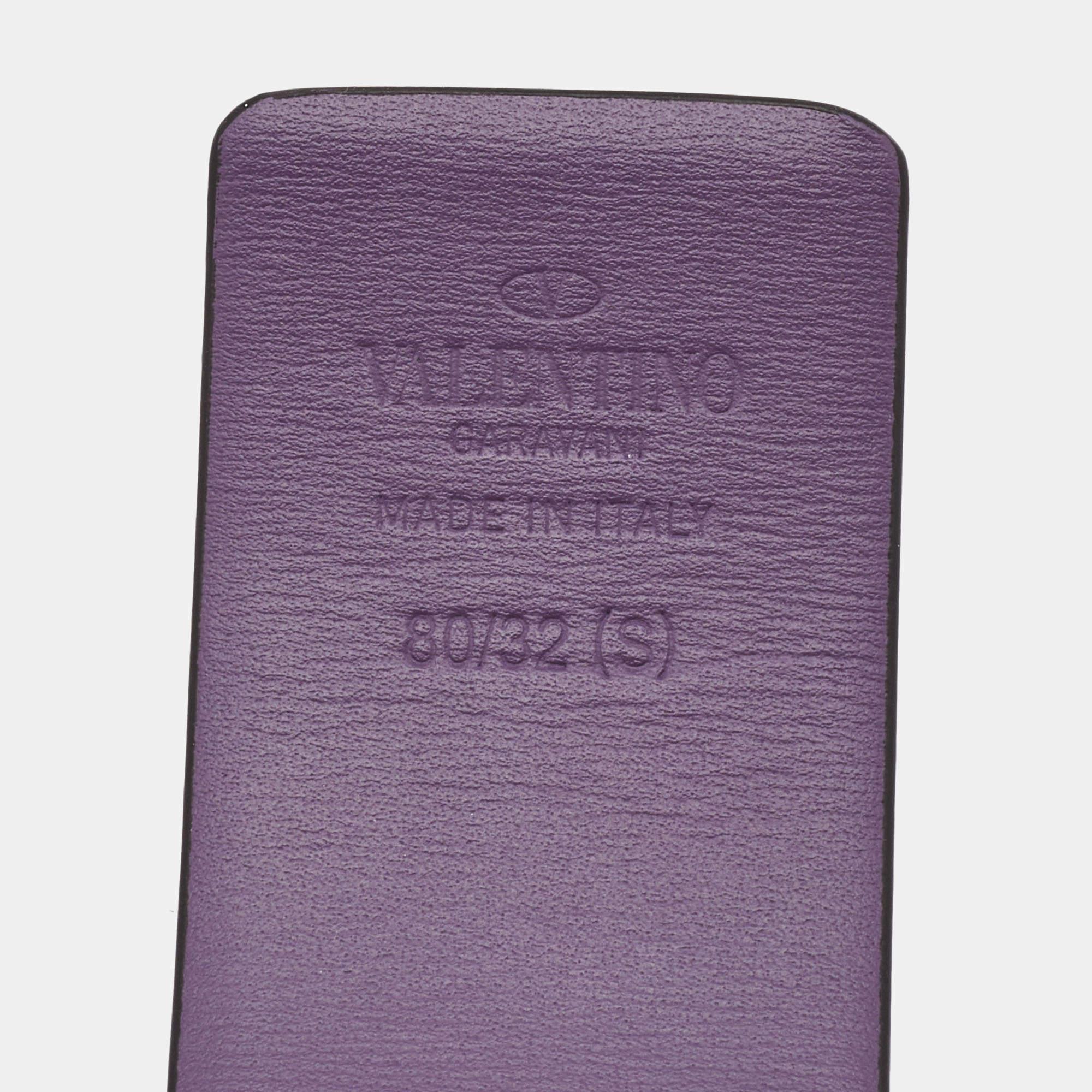 Women's Valentino Pink/Purple Leather VLogo Reversible Belt 80CM