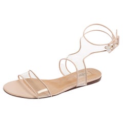 Valentino Pink PVC And Leather Trim Ankle Strap Sandals Size 40.5