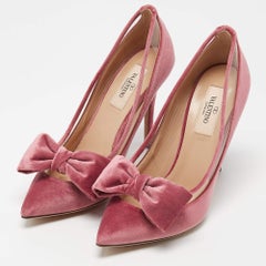 Valentino Pink PVC And Velvet Dollybow Pointed Toe Pumps