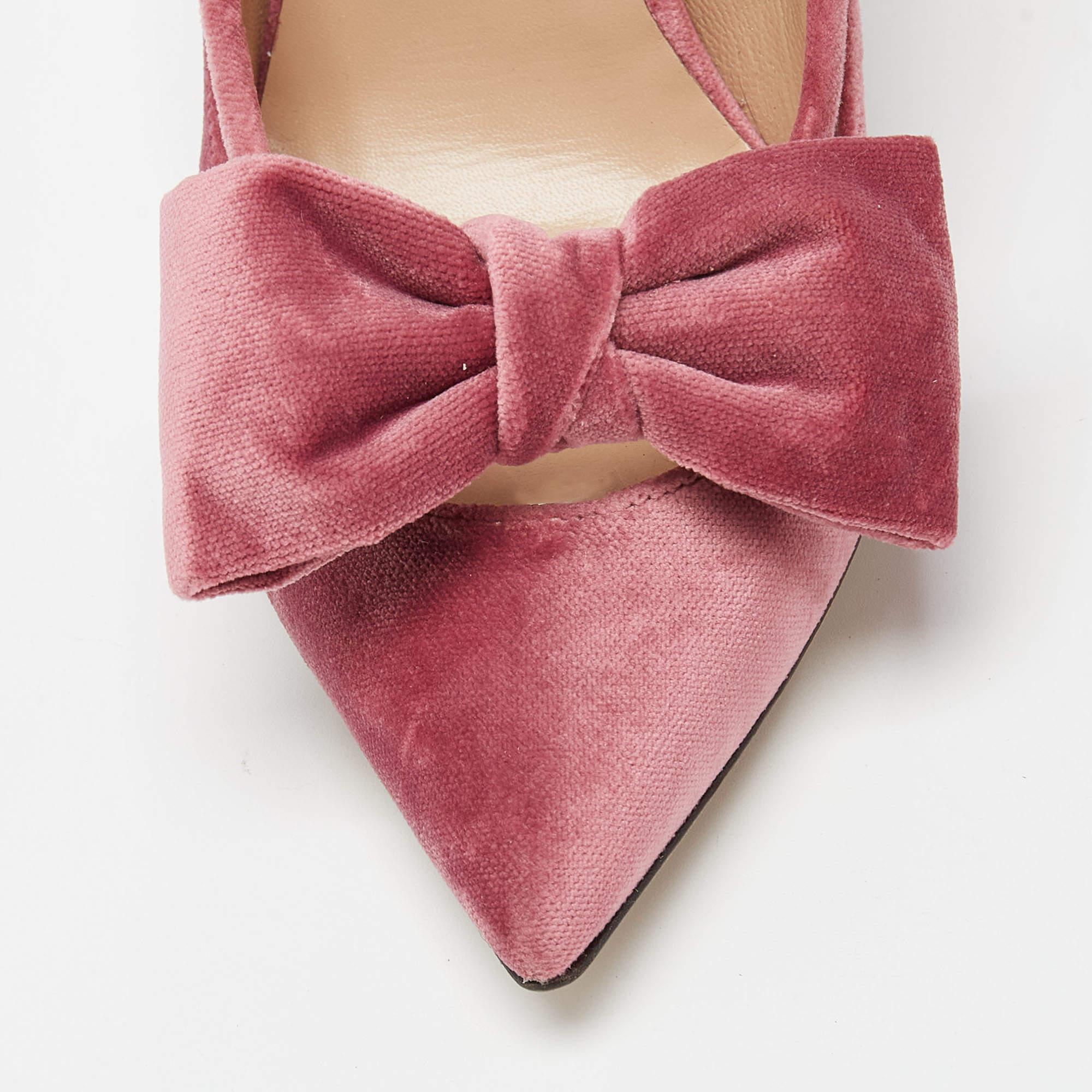 Women's Valentino Pink PVC And Velvet Dollybow Pointed Toe Pumps 