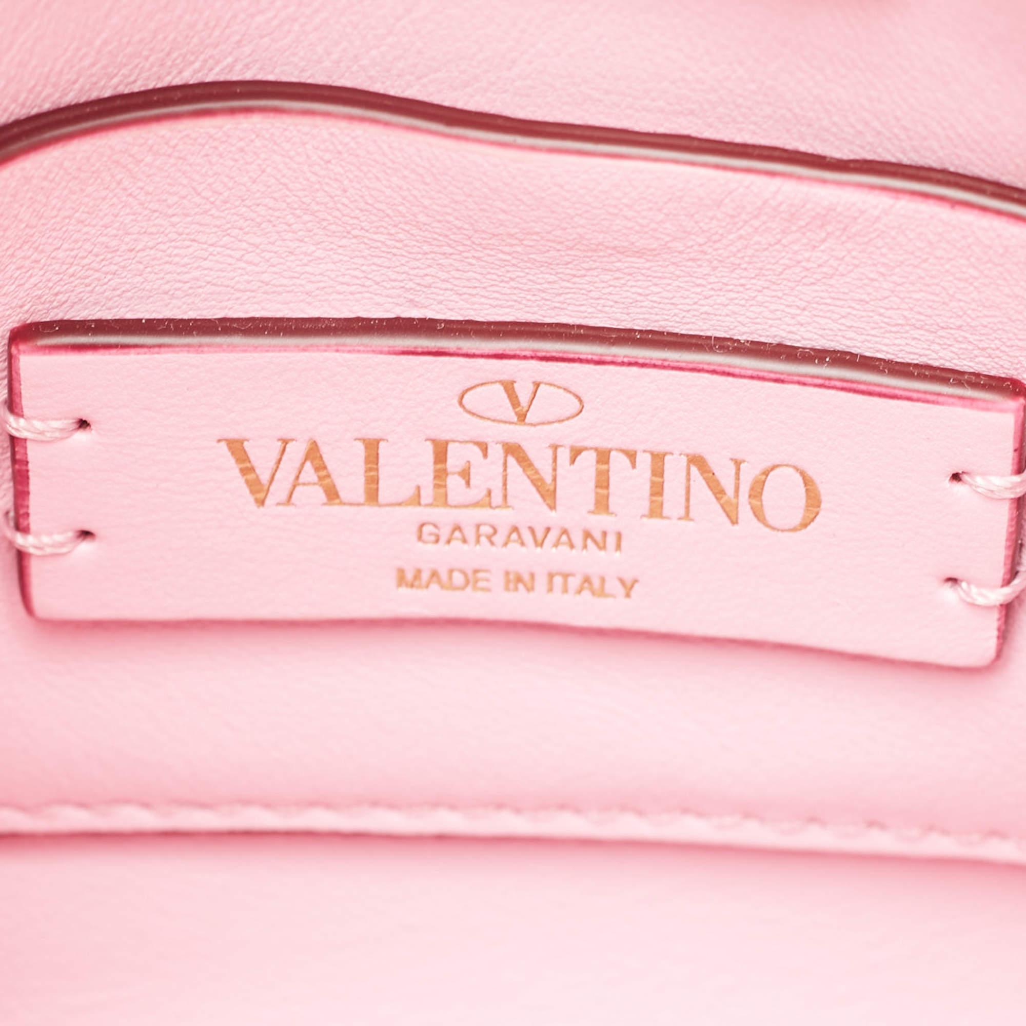 Valentino Pink Quilted Leather Mini Roman Stud Top Handle Bag 3