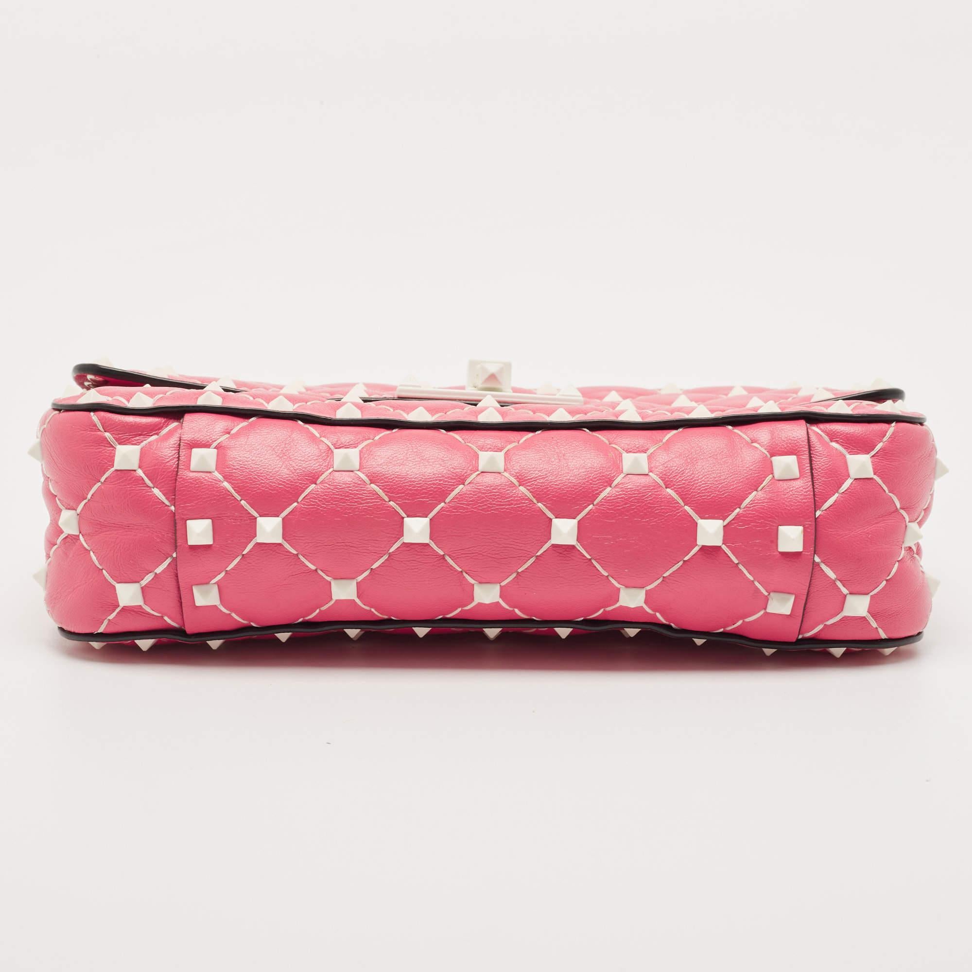 Valentino Pink Quilted Leather Small Rockstud Spike Chain Bag 1