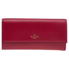 Valentino Pink Raspberry Leather Card Case Wallet