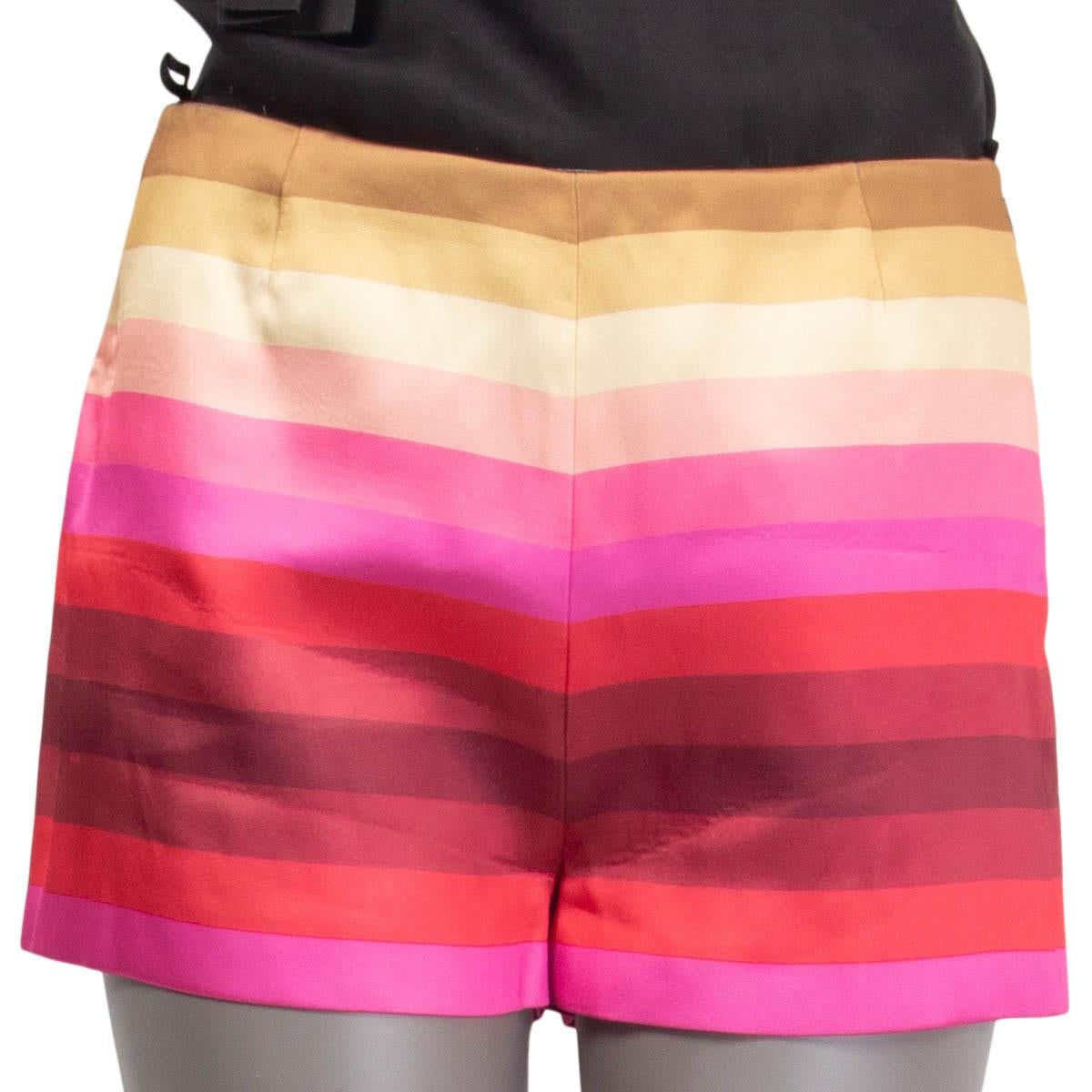 100% authentic Valentino striped shorts in pink, dusty rose, yellow, beige and greenpolyester (79%) and silk (21%). Opens with a concealed zipper and a hook on the side. Lined in white silk (100%). Have been worn and are in excellent