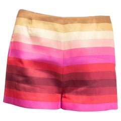 VALENTINO Rosa Rot Beige Seide STRIPED Shorts Hosen 38 XS