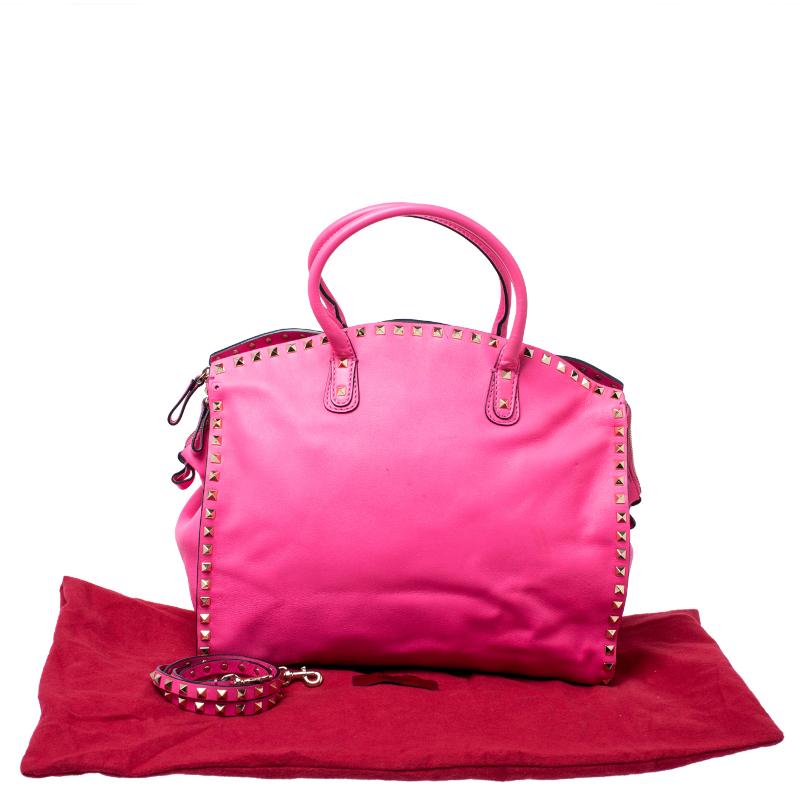 Valentino Pink Rockstud Leather Satchel 8