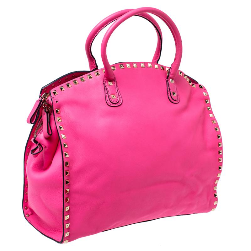 Women's Valentino Pink Rockstud Leather Satchel