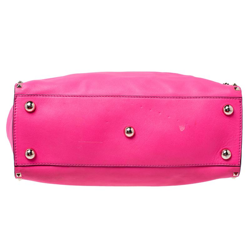 Valentino Pink Rockstud Leather Satchel For Sale at 1stDibs