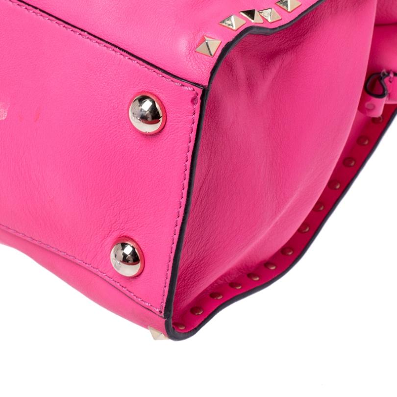 Valentino Pink Rockstud Leather Satchel 2