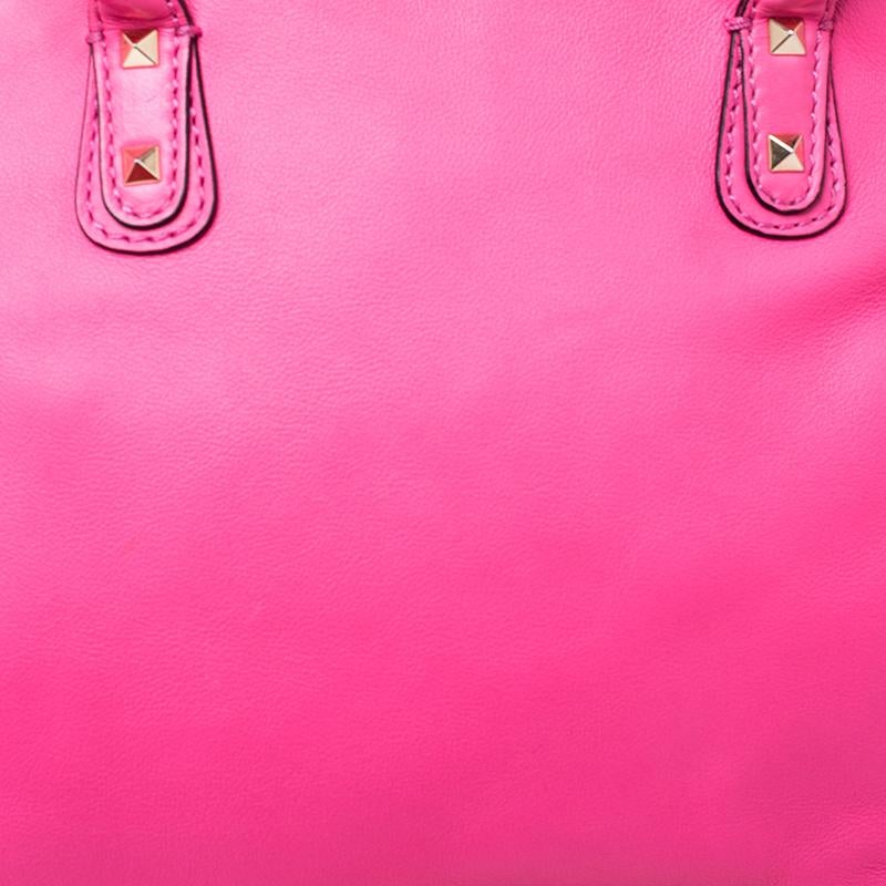 Valentino Pink Rockstud Leather Satchel 3