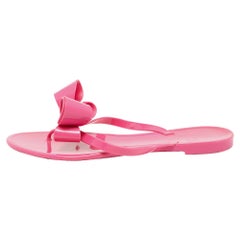 Valentino Pink Rubber Bow Slide Flats Size 40