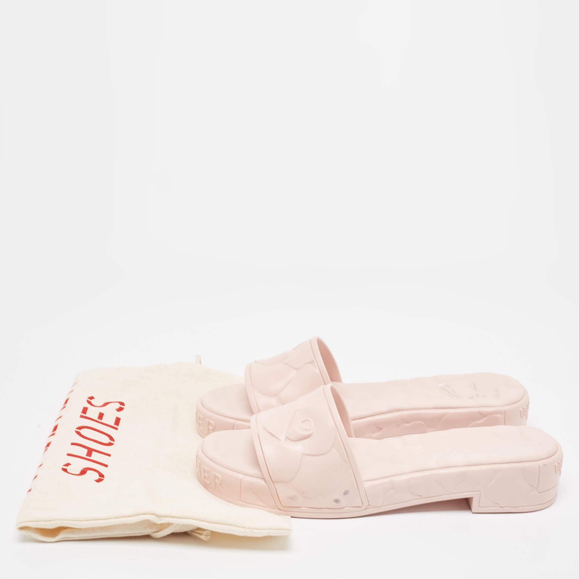 Valentino Pink Rubber Rose Atelier Slide Sandals Size 42 1