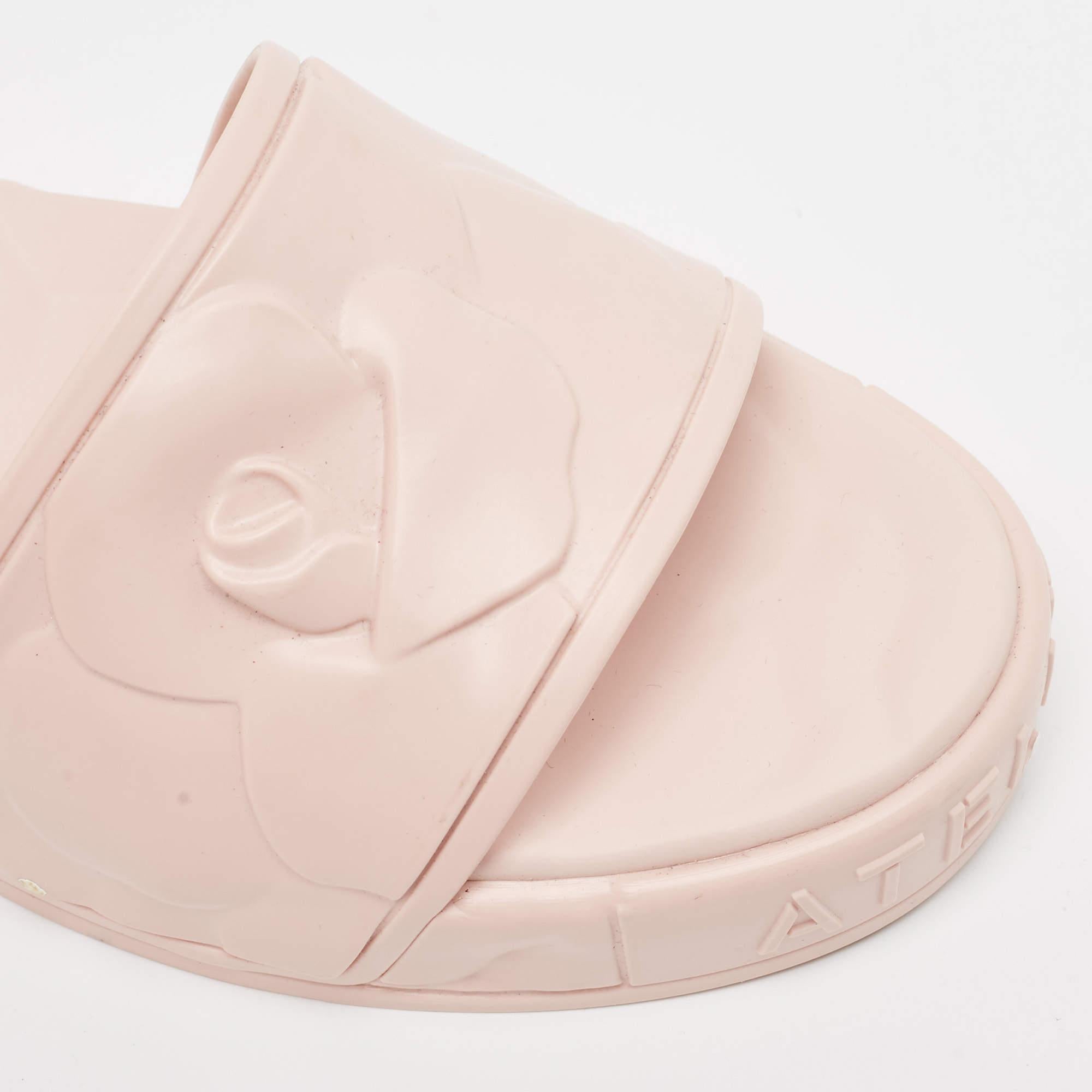 Valentino Pink Rubber Rose Atelier Slide Sandals Size 42 2