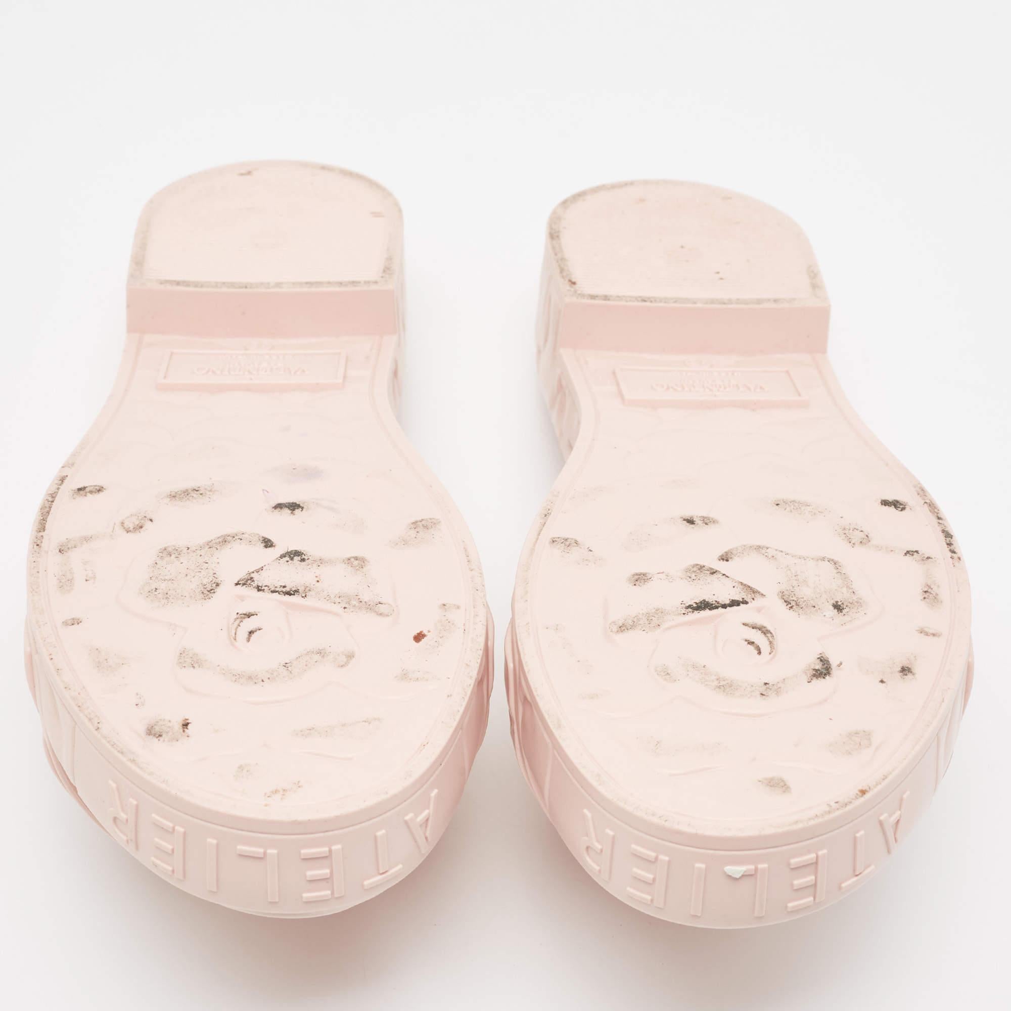 Valentino Pink Rubber Rose Atelier Slide Sandals Size 42 4
