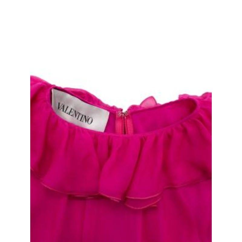 Valentino Pink Ruffle-collar Cape-sleeve Silk-chiffon Gown For Sale 6