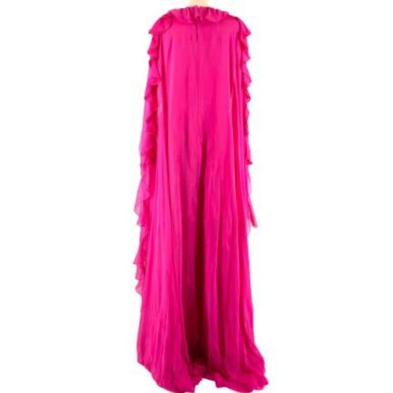 Valentino Pink Ruffle-collar Cape-sleeve Silk-chiffon Gown For Sale 1