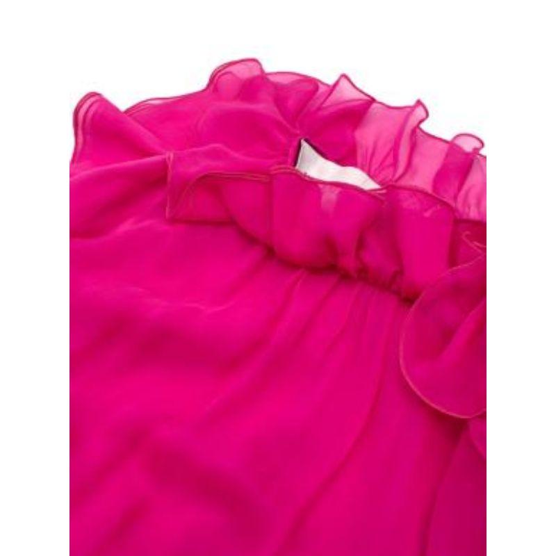 Valentino Pink Ruffle-collar Cape-sleeve Silk-chiffon Gown For Sale 2