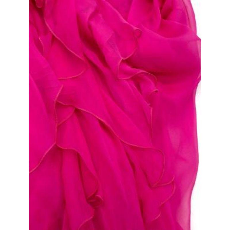 Valentino Pink Ruffle-collar Cape-sleeve Silk-chiffon Gown For Sale 3