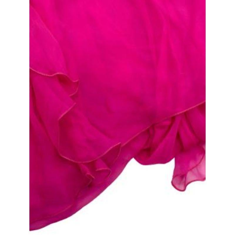 Valentino Pink Ruffle-collar Cape-sleeve Silk-chiffon Gown For Sale 4