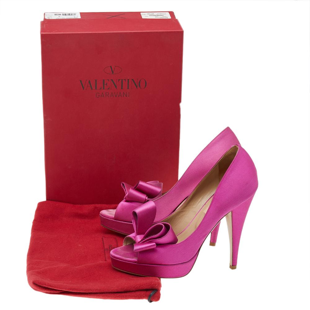 Valentino Pink Satin Bow Platform Pumps Size 36 1