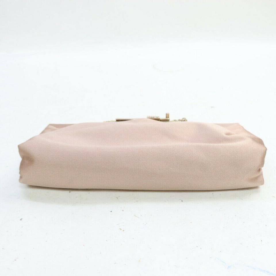 Valentino Pink Satin Clutch on Chain Crystal Evening Bag 863348 For Sale 2