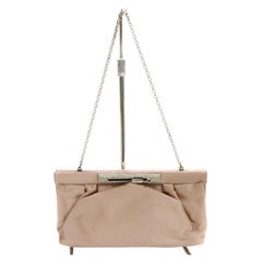 Valentino - Pochette de soirée en satin rose sur chaîne en cristal 863348