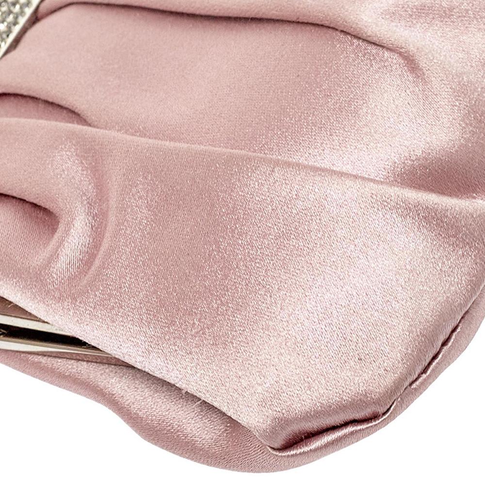 Donna Valentino Clutch con cornice in raso rosa impreziosita da cristalli