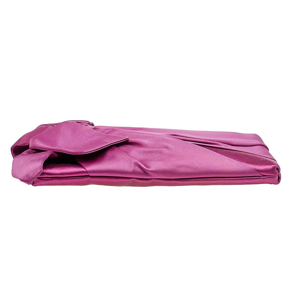 Valentino Pink Satin Pleated Bow Clutch 3