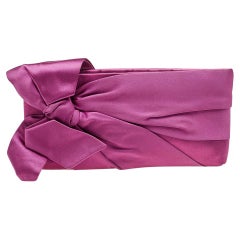 Valentino Pink Satin Pleated Bow Clutch