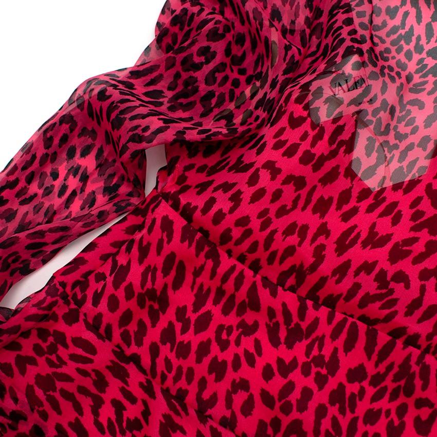 Valentino Pink Silk Chiffon Leopard Print Dress - Size US 2 In Excellent Condition In London, GB