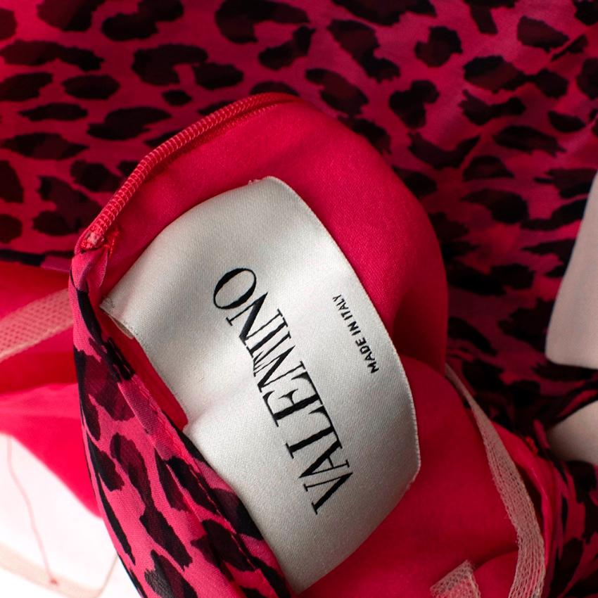 Women's Valentino Pink Silk Chiffon Leopard Print Dress - Size US 2