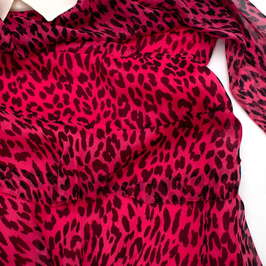 Valentino Pink Silk Chiffon Leopard Print Dress - Size US 2 1