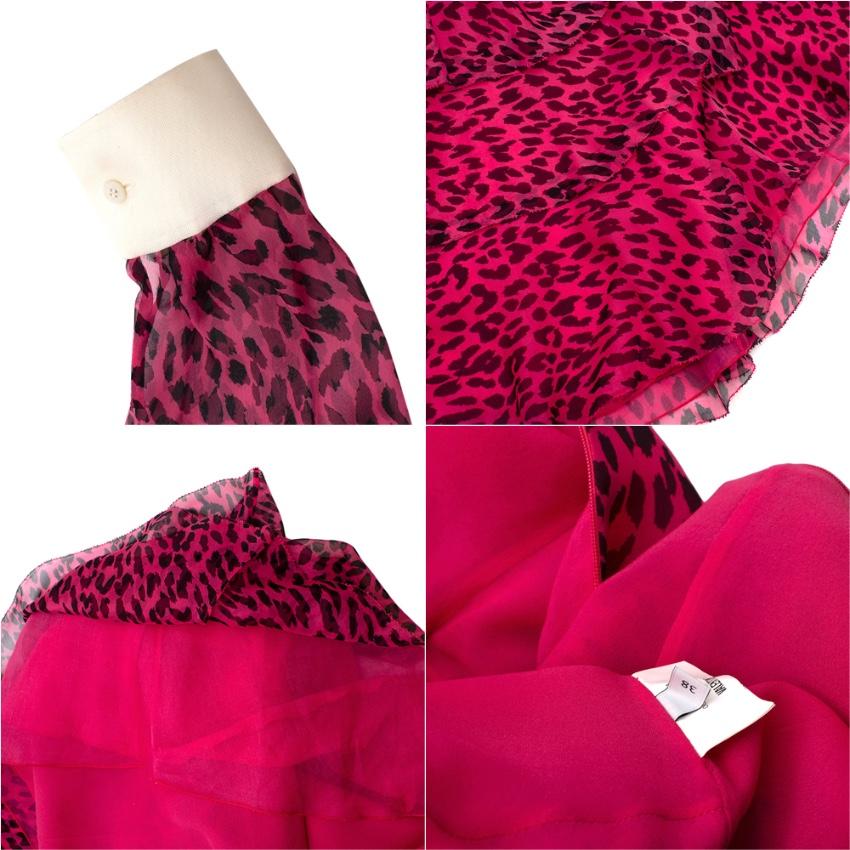 Valentino Pink Silk Chiffon Leopard Print Dress - Size US 2 2