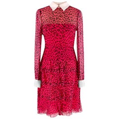 Valentino Pink Silk Chiffon Leopard Print Dress - Size US 2