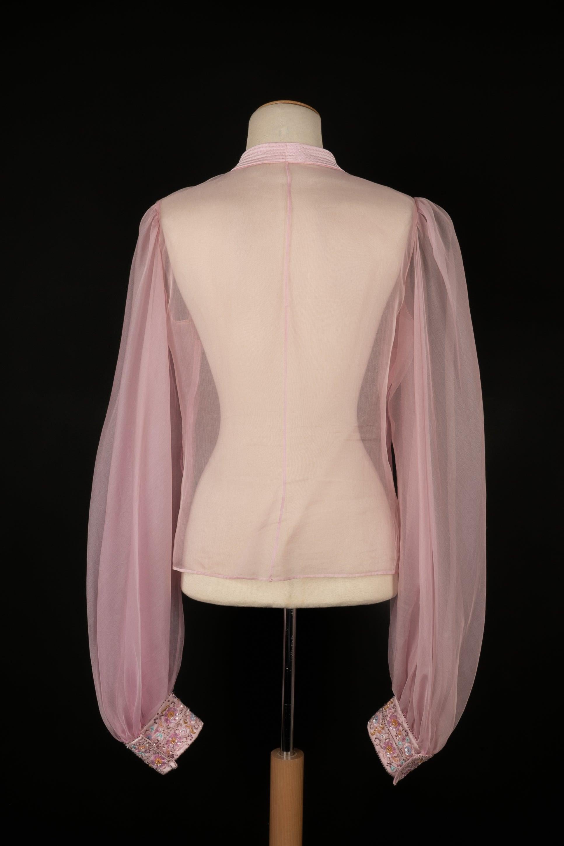 Blusa de organza de seda rosa Valentino en Bueno Estado en SAINT-OUEN-SUR-SEINE, FR