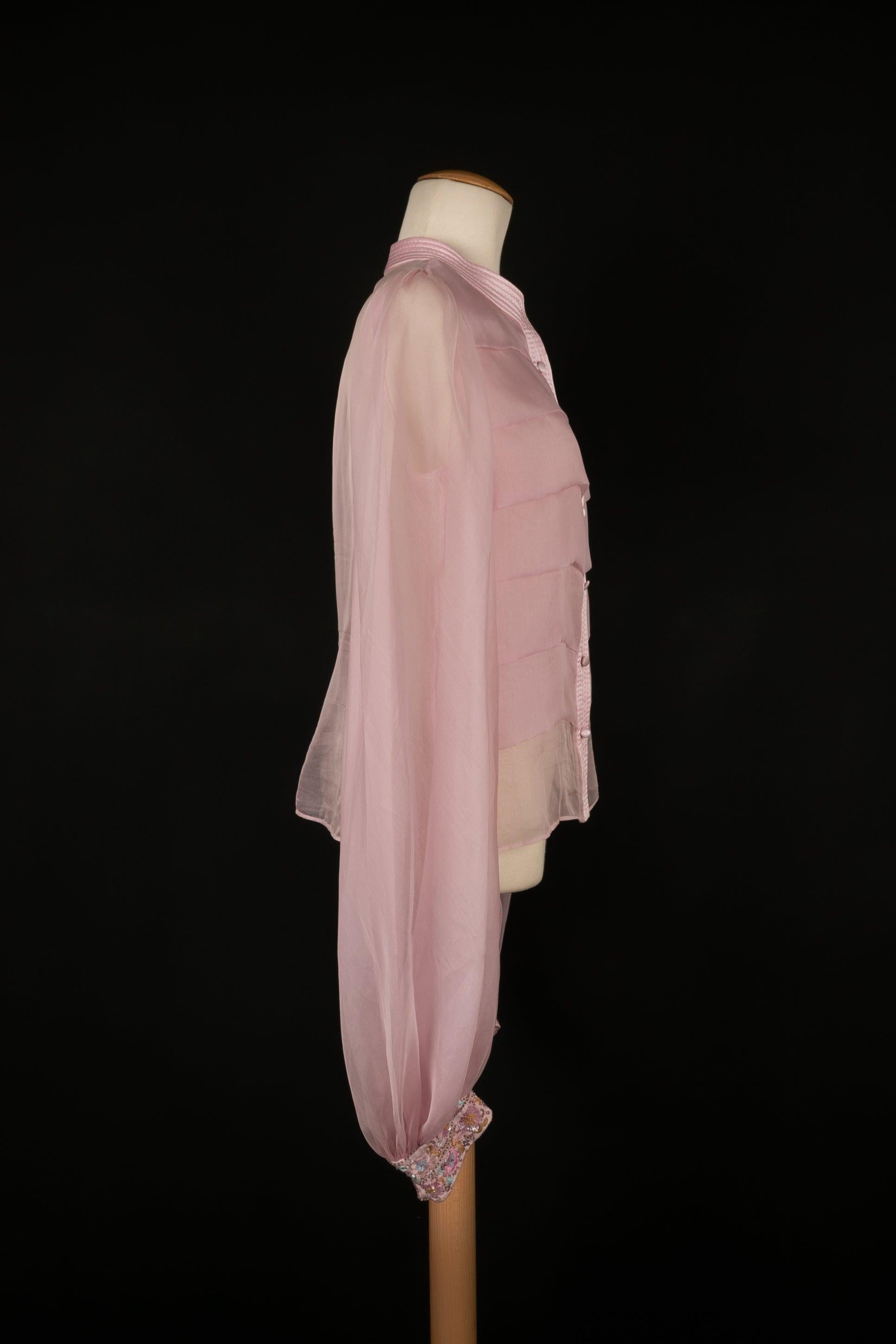 De las mujeres Blusa de organza de seda rosa Valentino