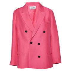 Valentino Pink Silk 
Wool Double Breasted Blazer L