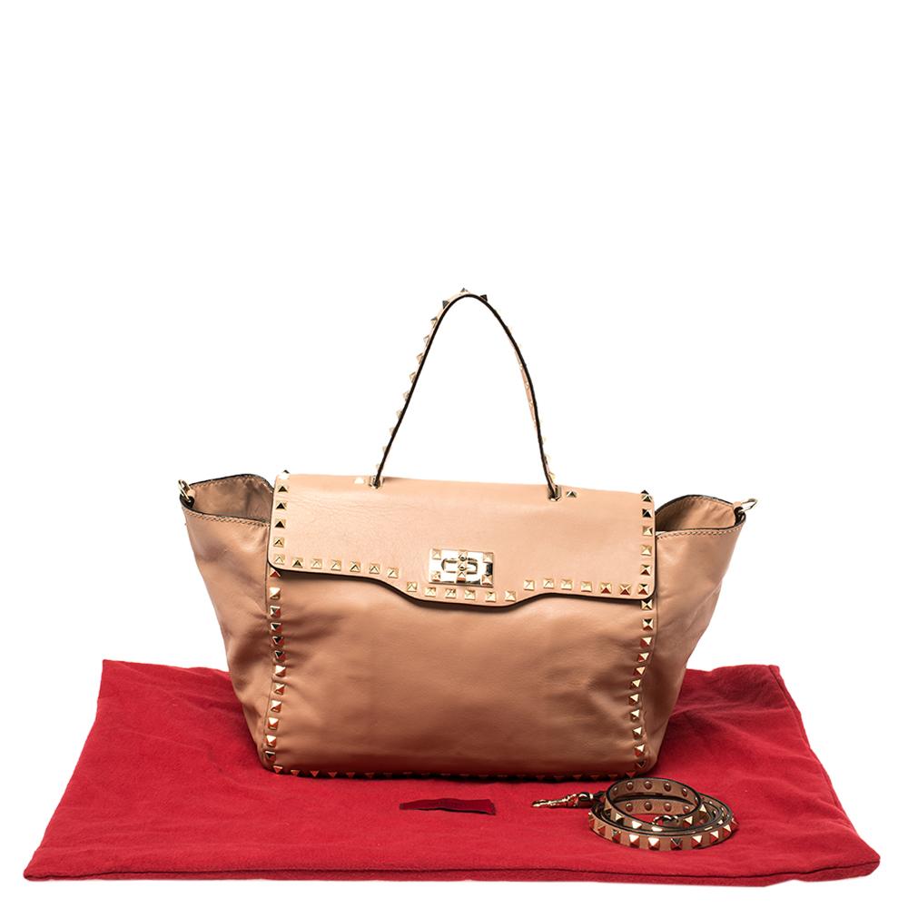 Valentino Pink Soft Leather Rockstud Top Handle Bag 5