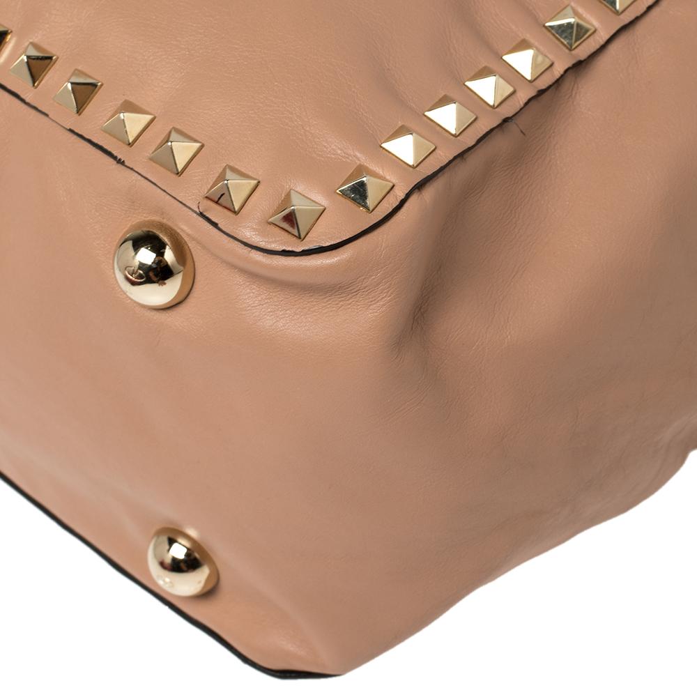 Valentino Pink Soft Leather Rockstud Top Handle Bag 1