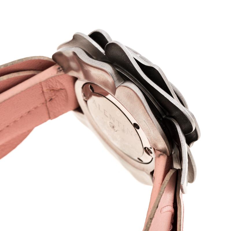 Valentino Pink Stainless Steel Flower Women's Wristwatch 44MM For Sale 1
