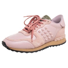 Valentino Pink Suede and Leather Rockrunner Sneakers Size 39