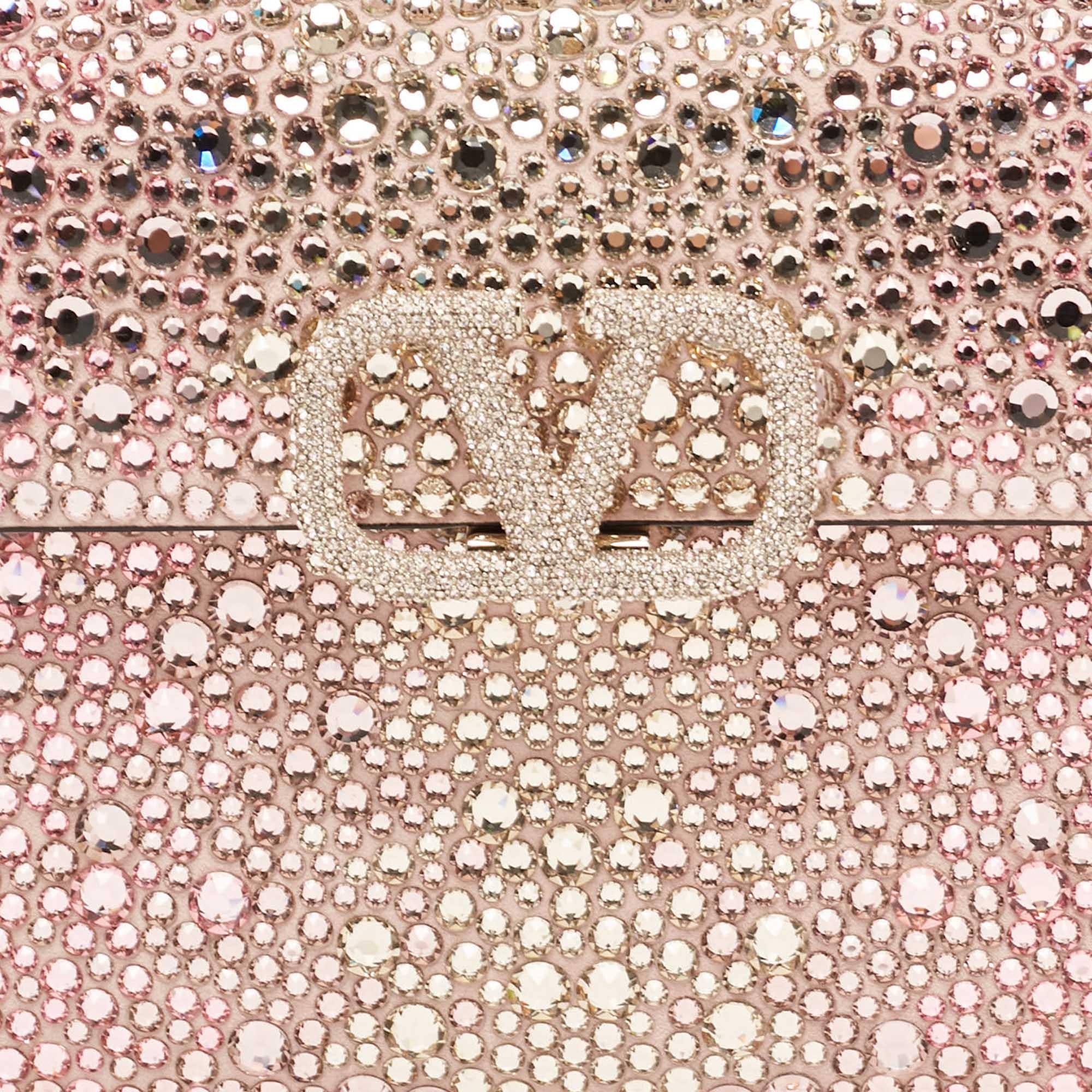 Women's Valentino Pink Suede Crystals Mini VSling Top Handle Bag