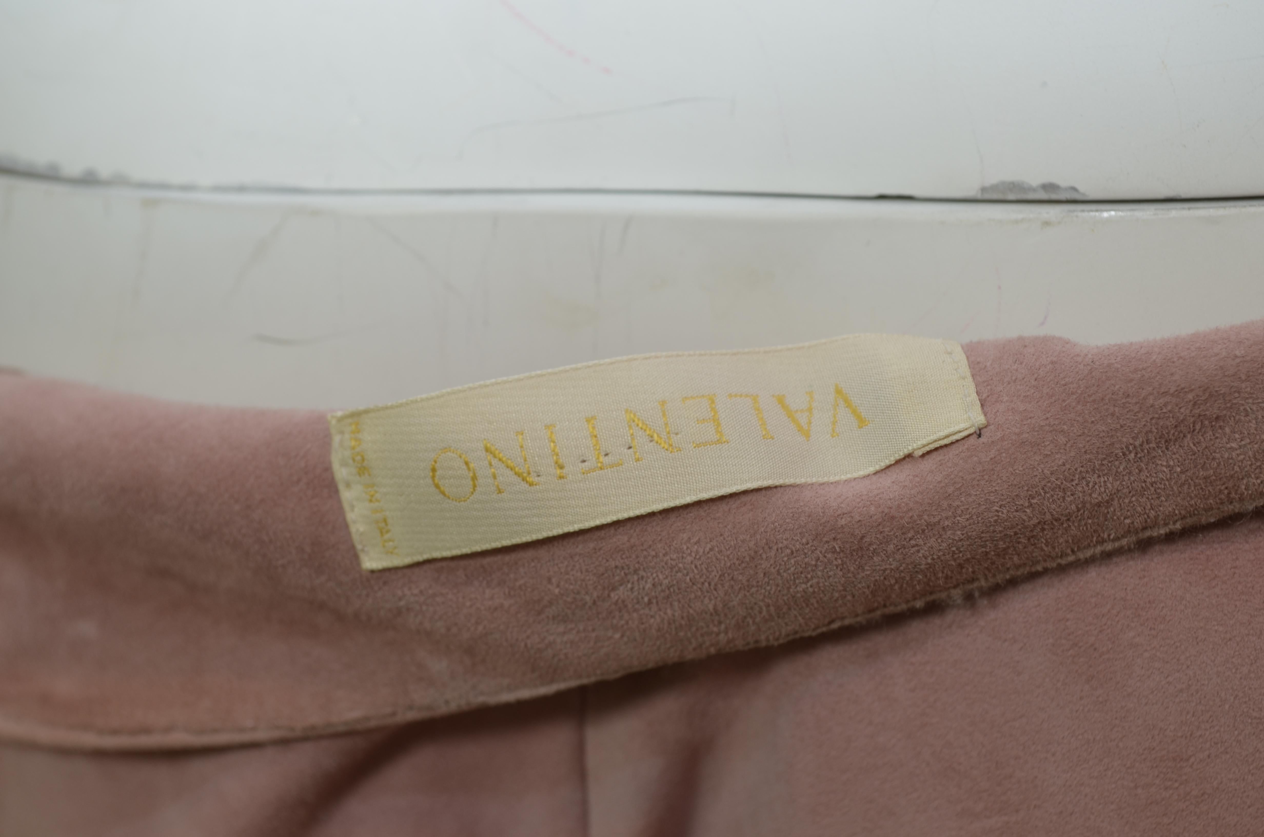 Beige Valentino Pink Suede Flare Pants