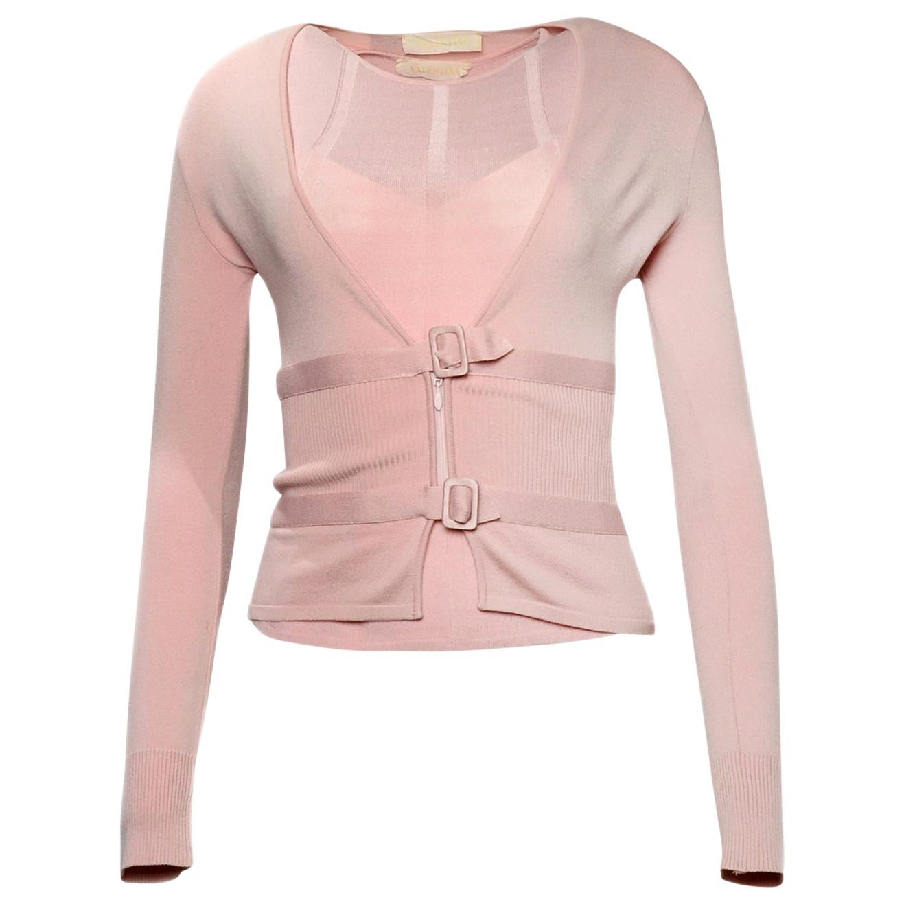 Valentino Pink Sweater Set w/ Buckle Detail sz Small