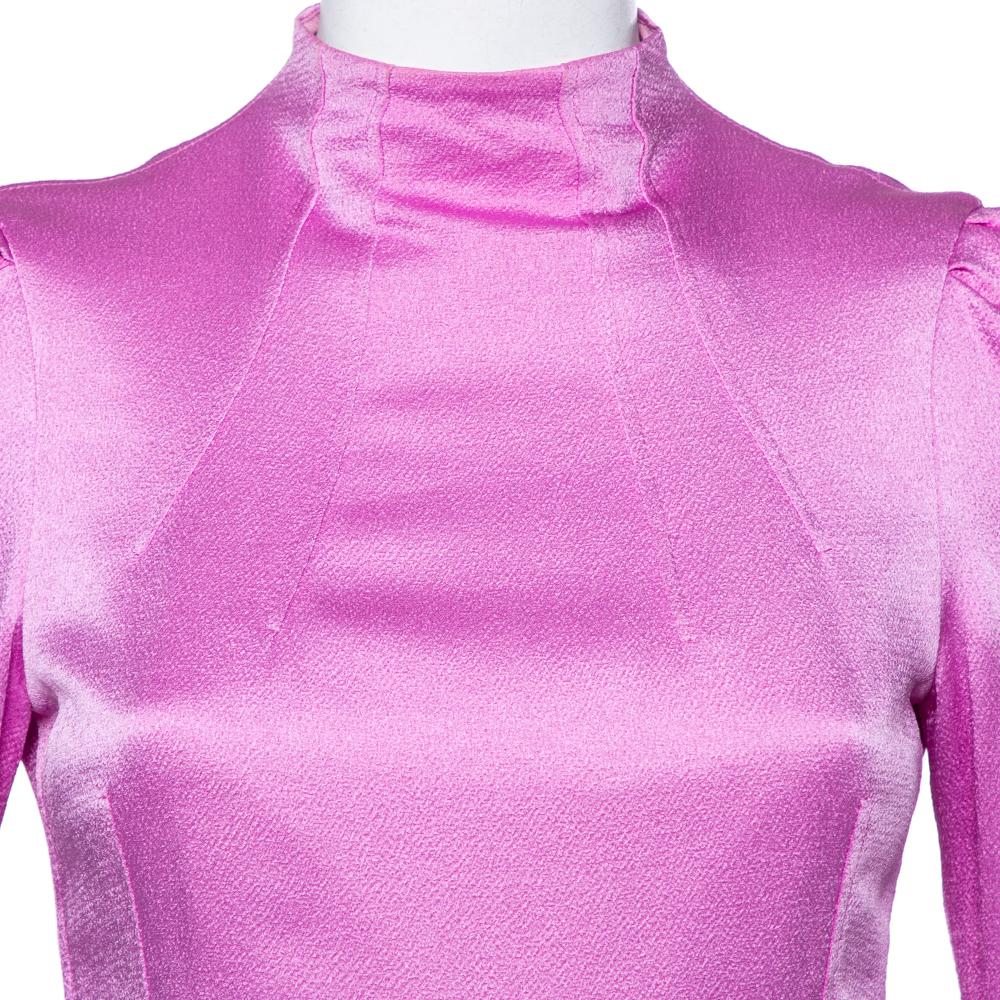 pink high neck maxi dress