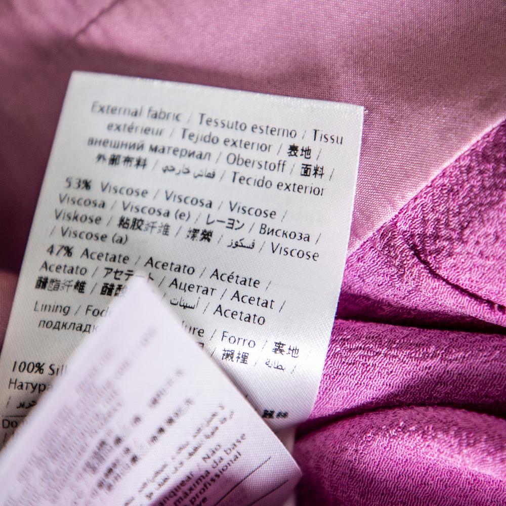Valentino Pink Textured Satin High Neck Maxi Dress S In Good Condition In Dubai, Al Qouz 2