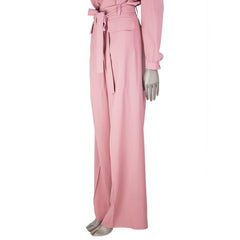 VALENTINO - Pantalon rose « TIE-WAIST » à lèvre drapée, taille 38 XS