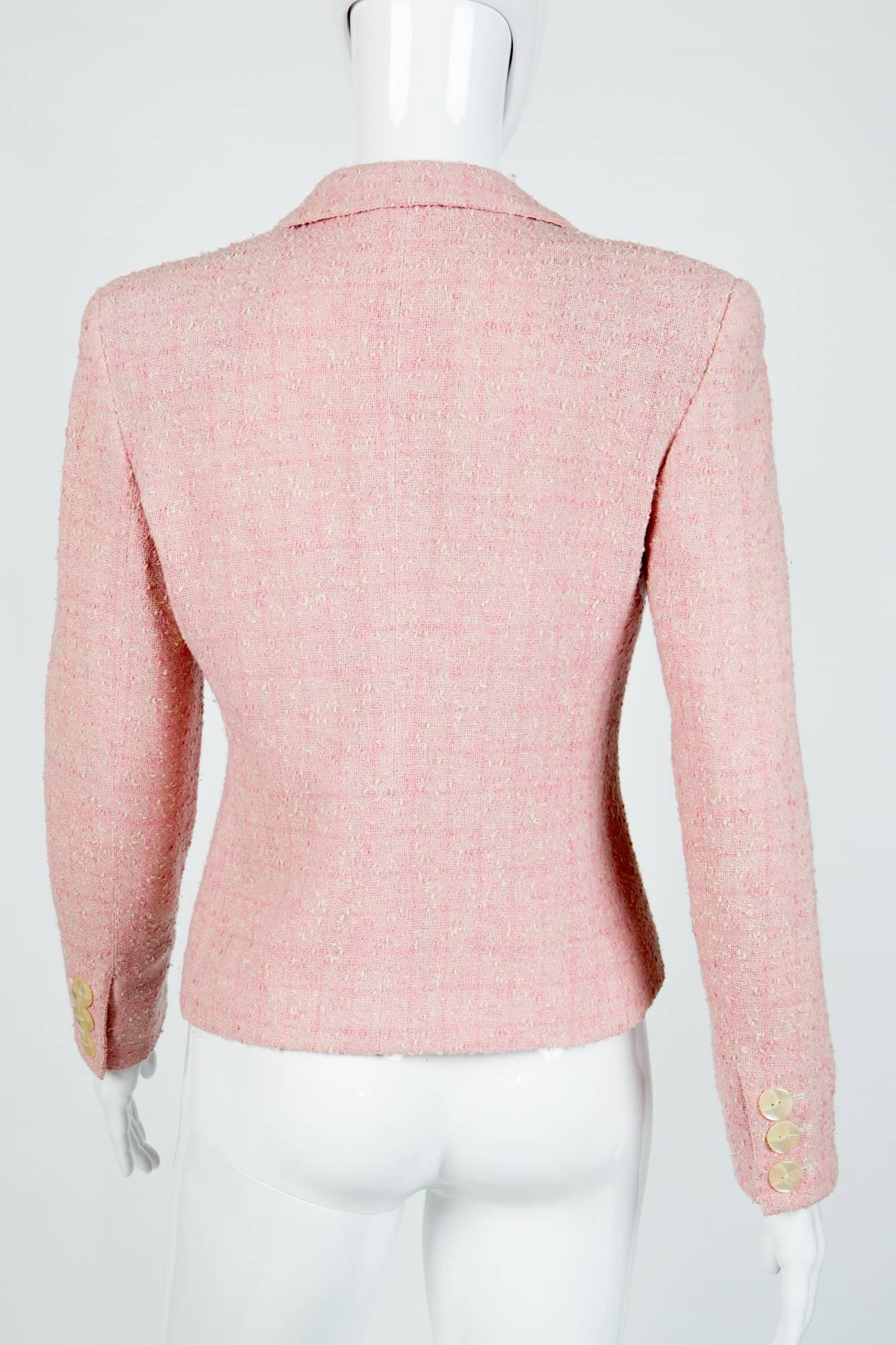 Valentino Rosa Tweed Jacke  (Beige) im Angebot