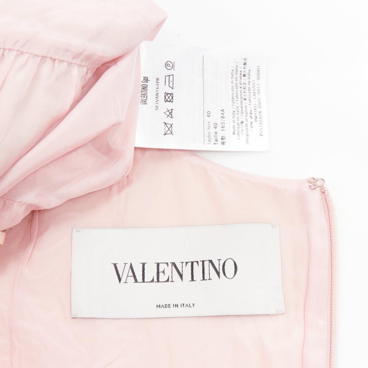 VALENTINO pink virgin wool silk black scribble lace tromp loeil dress IT40 S 4